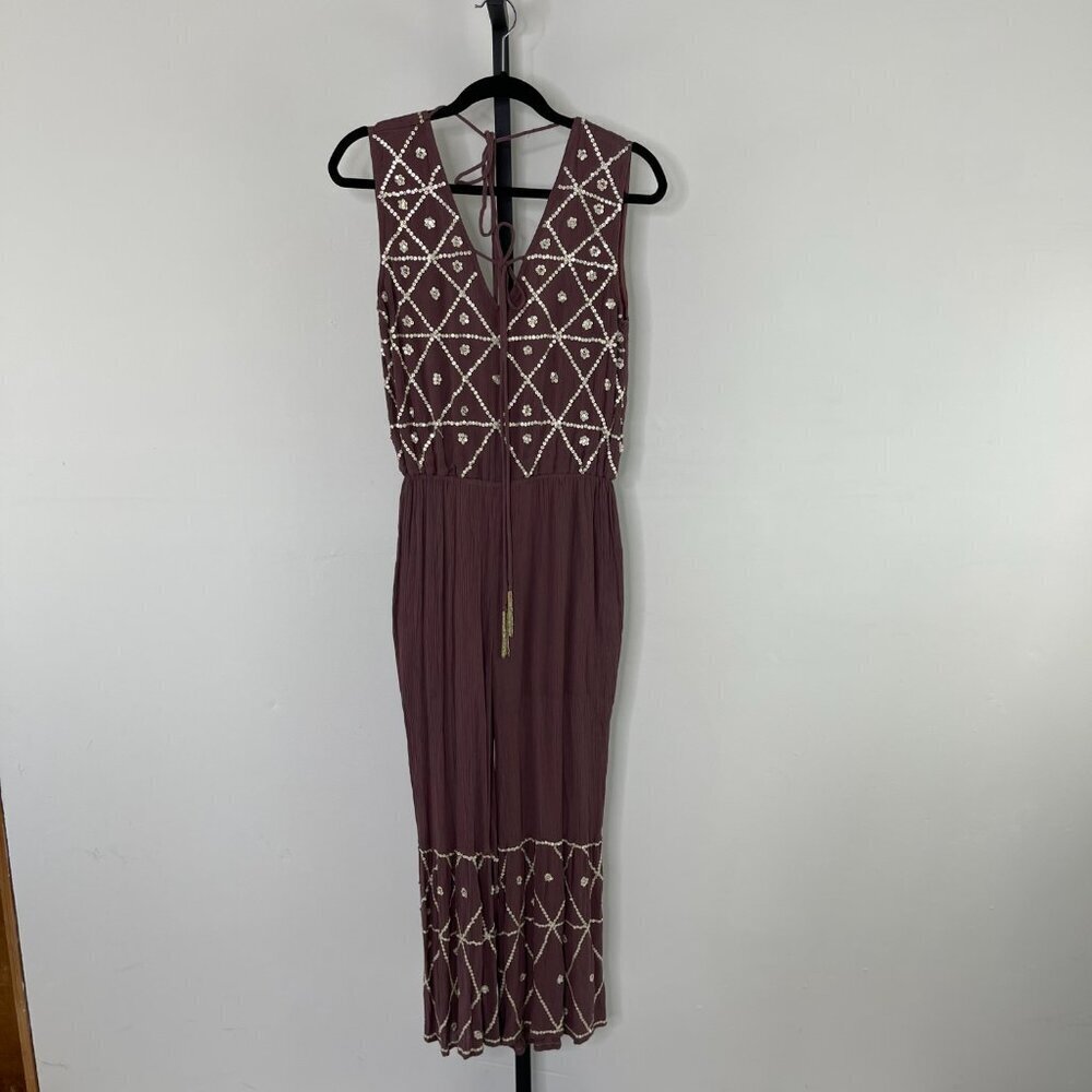 NWT RAGA Chocolate V-Neck Sequin Jumpsuit Various Sizes XS/S/M/L - Picture 2 of 16